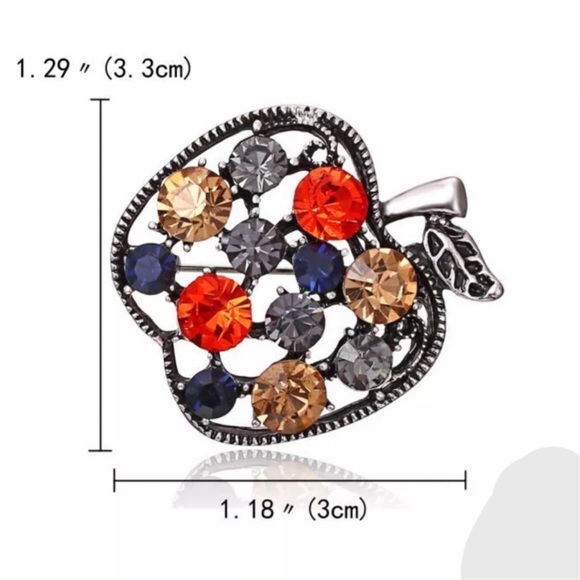 CRYSTAL APPLE PIN - Picture 2 of 5